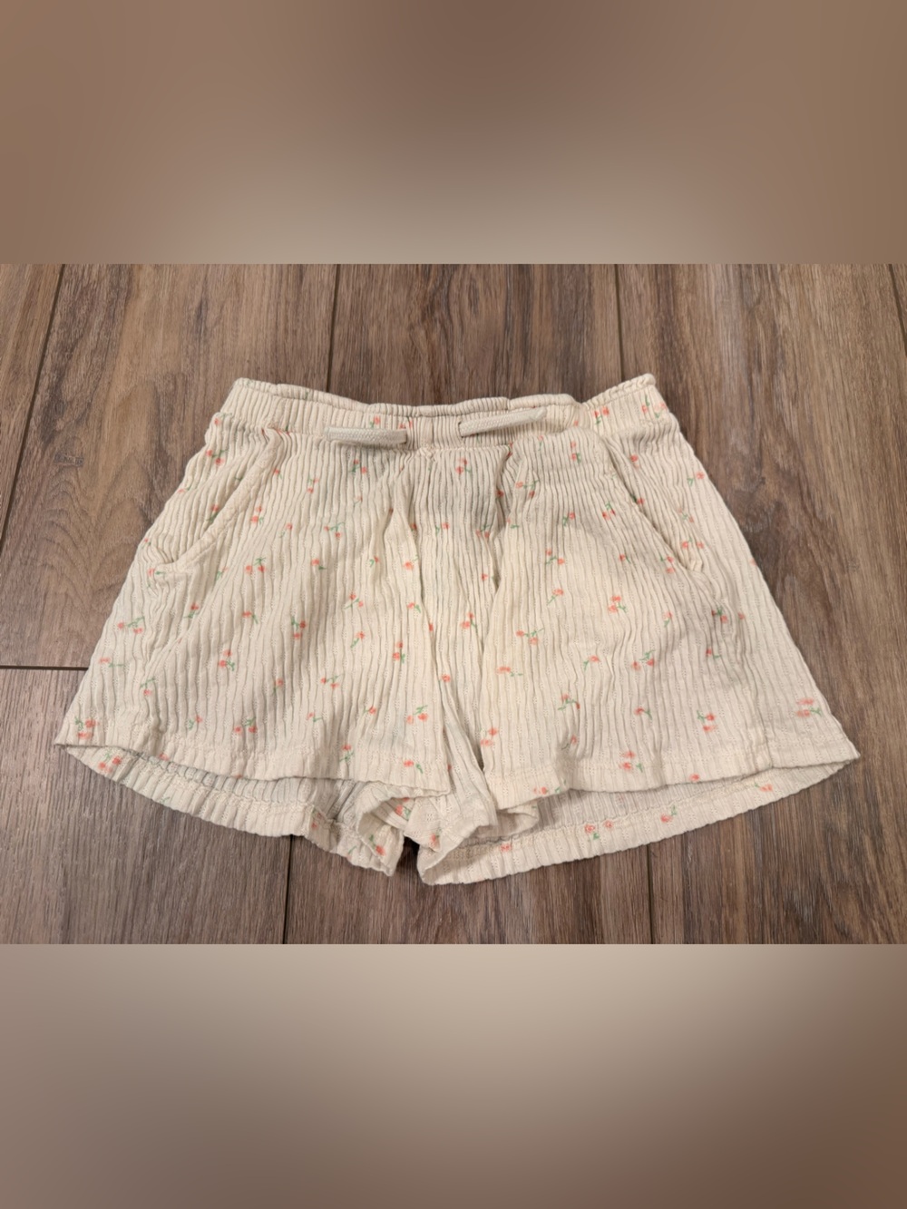H&M Cream Shorts with Pink Floral Dots